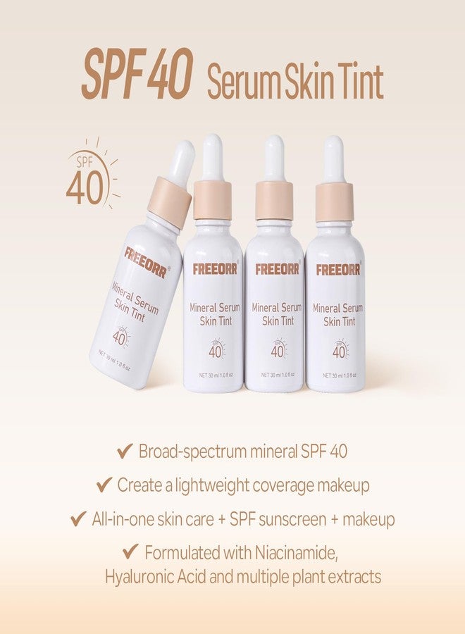 Freeorr Skin Tint with SPF 40,24HR Tinted Mineral Sunscreen Serum with Zinc Oxide,Multi-use Tinted SPF Serum Foundation,Long Lasting Full Coverage Buildable Foundation-Natural Beige, 1 Fl Oz - Image 3