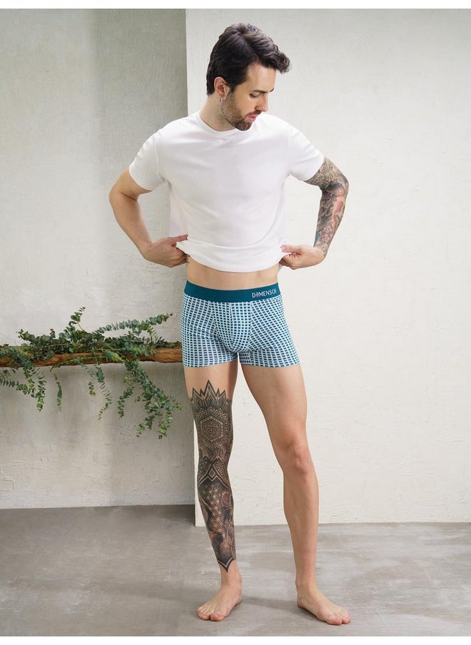 DaMENSCH DAMENSCH Men's Modal Trunks (Pack of 2) (DAM-PRIN-T-ABC-BCM-PACK-2-MIX-L_Aqua Blue Check, Black Check & Mate_L)  - Image 3