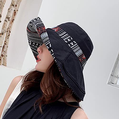 HUAMULAN Women Bohemian Wide Brim Sun Hats Wired Edge Summer UPF Hat for Beach Hiking Garden Travel Lawn Work Chin Strap - Image 5
