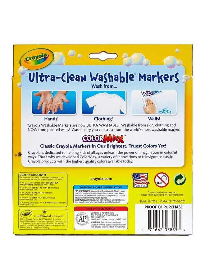 Crayola Ultra Clean Washable Markers (10 Count), Broad Line Markers For Kids, Great For Crafting & School Supplies, Nontoxic - Image 3