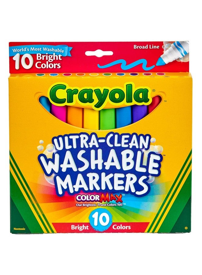 Crayola Ultra Clean Washable Markers (10 Count), Broad Line Markers For Kids, Great For Crafting & School Supplies, Nontoxic - Image 1