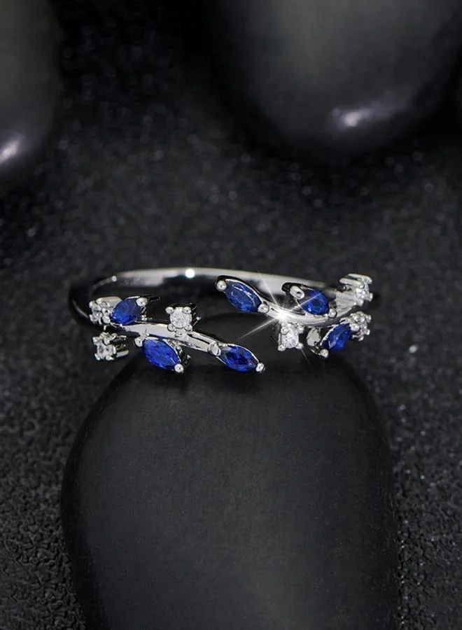 Take Two Silver Embellished Leaf Ring