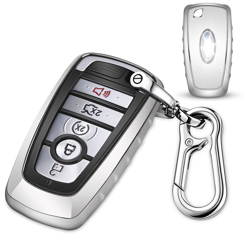 QBUC for Ford Key fob Cover,TPU Car Key Case Protector with Keychain Compatible with 2017 2018 2019 Ford Fusion F150 F250 F350 F450 F550 Edge Explorer Escape Mustang Remote Keyless Entry 345