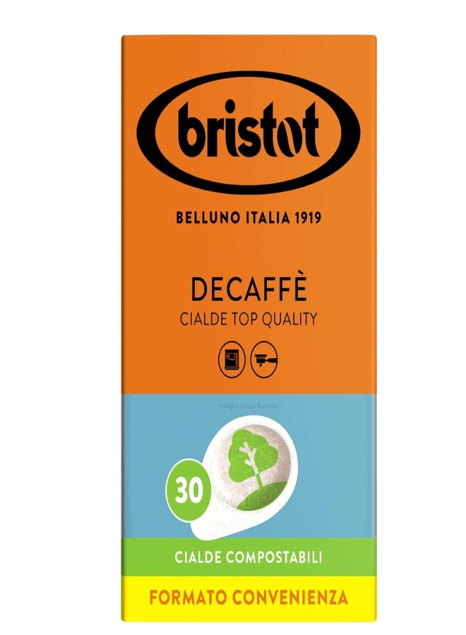 Bristot ESE DECAF Coffee Pods - Italian Medium Roast Espresso - 30 Count - Easy Serve Espresso Pods Compatible with ESE Machines - Image 1