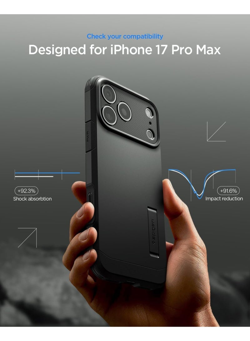 Spigen Tough Armor T MagFit for iPhone 17 Pro Max Case MagSafe Cover with [Capacitive Camera Control Button] and Kickstand - Black - Image 3