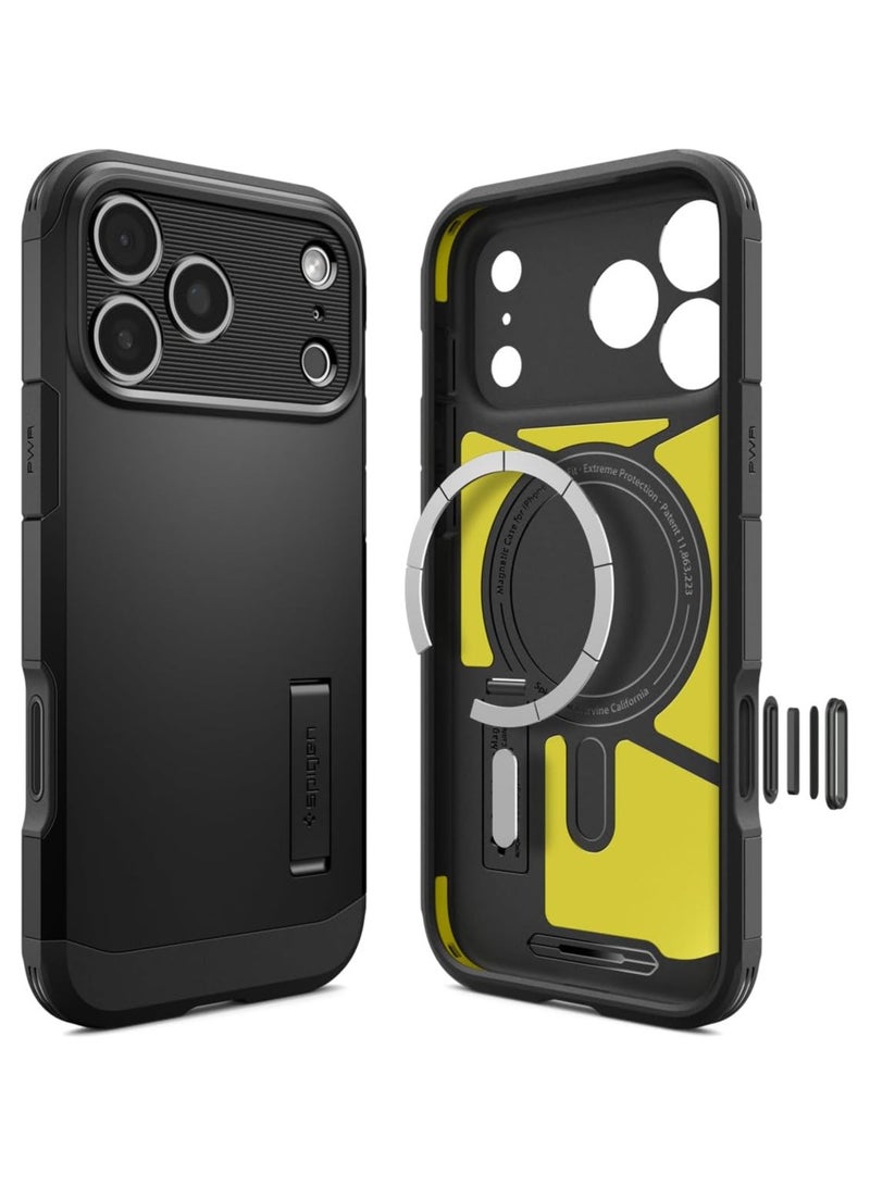 Spigen Tough Armor T MagFit for iPhone 17 Pro Max Case MagSafe Cover with [Capacitive Camera Control Button] and Kickstand - Black - Image 1
