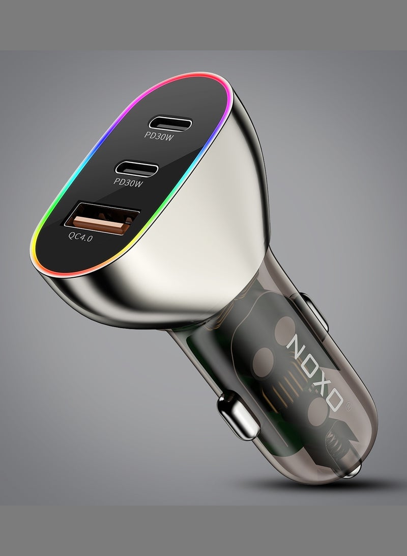 NOXO Super Fast Car Charger CCN-4 85W PD30W+QC4.0 - Grey - Image 1