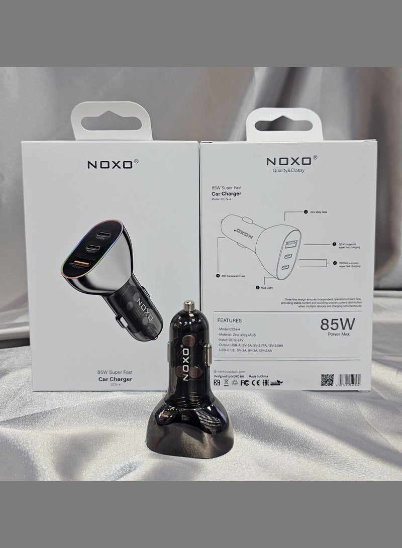 NOXO Super Fast Car Charger CCN-4 85W PD30W+QC4.0 - Grey - Image 4