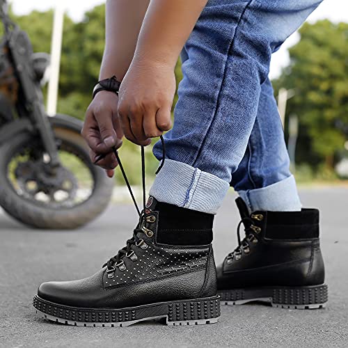 Bacca Bucci Men's Storm Surge Water Resistant Premium Oil Full Grain Leather Insualted/Rugged/Height Increaser Work Boots-Black, 9 UK - Image 3