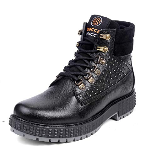 Bacca Bucci Men's Storm Surge Water Resistant Premium Oil Full Grain Leather Insualted/Rugged/Height Increaser Work Boots-Black, 9 UK - Image 1