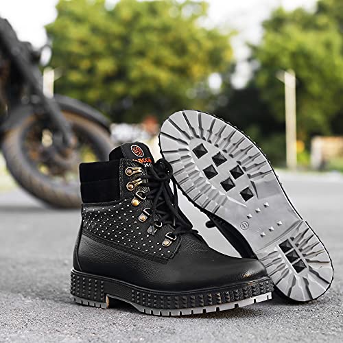 Bacca Bucci Men's Storm Surge Water Resistant Premium Oil Full Grain Leather Insualted/Rugged/Height Increaser Work Boots-Black, 9 UK - Image 2