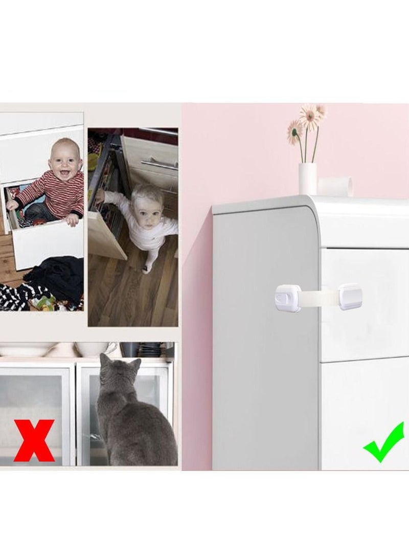 Genérico 12pcs Baby Safety Lock Child Safety locks Multi-Functional Adjustable Double Button Baby Anti-Clip Latch System for Cabinets Drawers Fridge Closet Doors Etc - Image 5