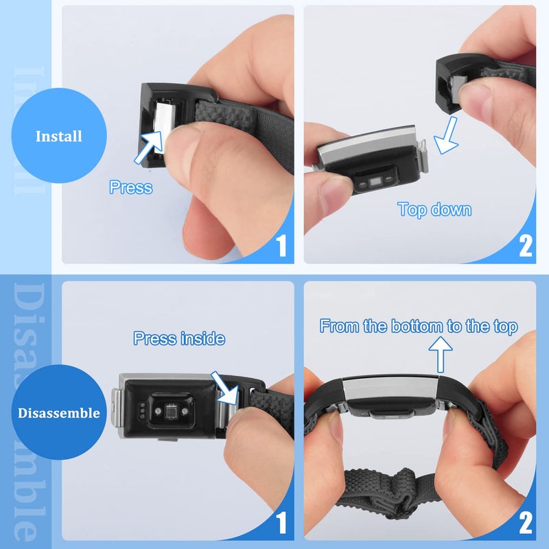 TumpCez أشرطة مطاطية TumpCez متوافقة مع سوار Fitbit Charge 2، حزام بديل ناعم قابل للتعديل من النايلون المرن للنساء والرجال في Fitbit Charge 2 - Image 3