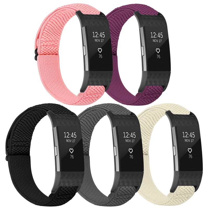 TumpCez أشرطة مطاطية TumpCez متوافقة مع سوار Fitbit Charge 2، حزام بديل ناعم قابل للتعديل من النايلون المرن للنساء والرجال في Fitbit Charge 2 - Image 1