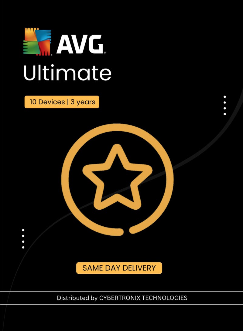 AVG Ultimate | 10 Devices for 3 Years | Digital License | SAME DAY DELIVERY