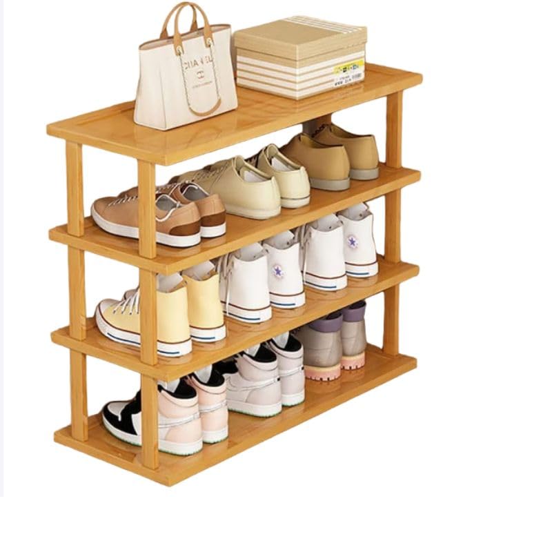 Ash  Roh Ash & Roh Bamboo Shoe Rack - Vertical Shoe Rack for Small Spaces, Tall Narrow Shoe Rack Organizer for Closet Entryway Corner Garage and Bedroom,Skinny Shoe Shelf (47 cm, 4 Section) - Image 1