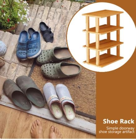 Ash  Roh Ash & Roh Bamboo Shoe Rack - Vertical Shoe Rack for Small Spaces, Tall Narrow Shoe Rack Organizer for Closet Entryway Corner Garage and Bedroom,Skinny Shoe Shelf (47 cm, 4 Section) - Image 5