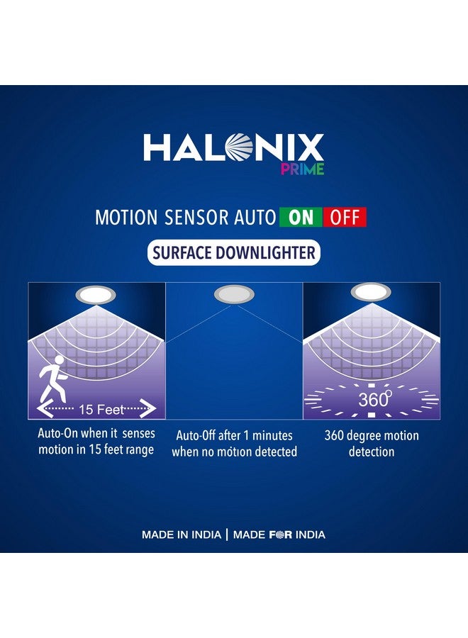 Halonix Plastic Motion Sensor 10W 6500K Radar Neo Surface Downlighter | No False Ceiling Required | Surface Mounted Led Down Light for Ceiling | Pack of 4 - Image 3