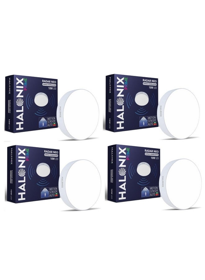 Halonix Plastic Motion Sensor 10W 6500K Radar Neo Surface Downlighter | No False Ceiling Required | Surface Mounted Led Down Light for Ceiling | Pack of 4 - Image 1