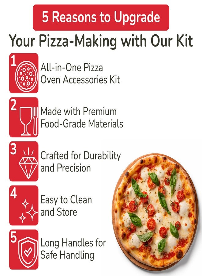Senwosa Premium Pizza Oven Accessories Kit - 6-Piece Set for Home Pizza Making: Includes Pizza Peel, Oven Brush, Bubble Popper Turner, Rocker Cutter, Dough Roller & Scraper - Image 2