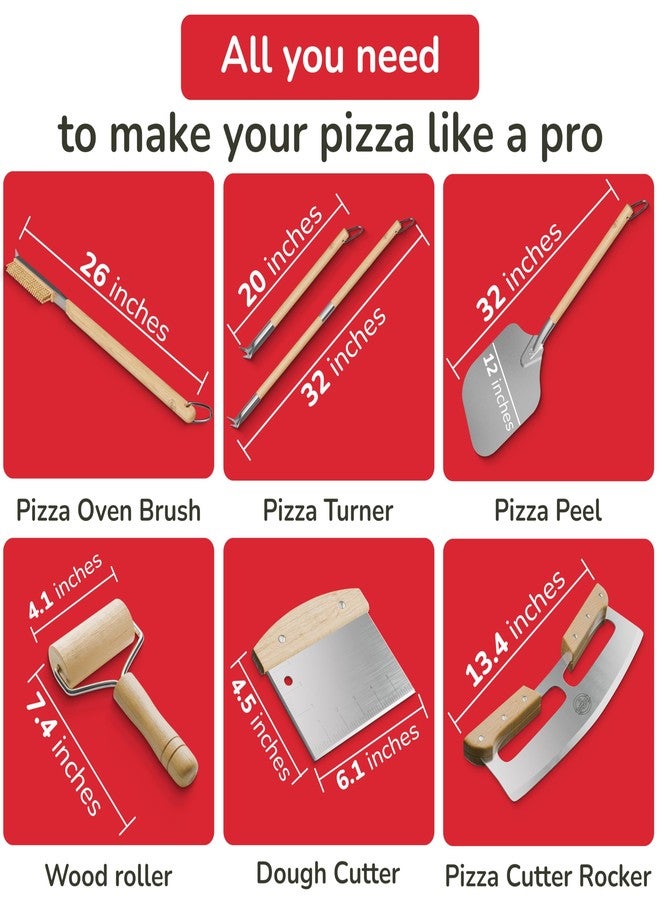 Senwosa Premium Pizza Oven Accessories Kit - 6-Piece Set for Home Pizza Making: Includes Pizza Peel, Oven Brush, Bubble Popper Turner, Rocker Cutter, Dough Roller & Scraper - Image 5