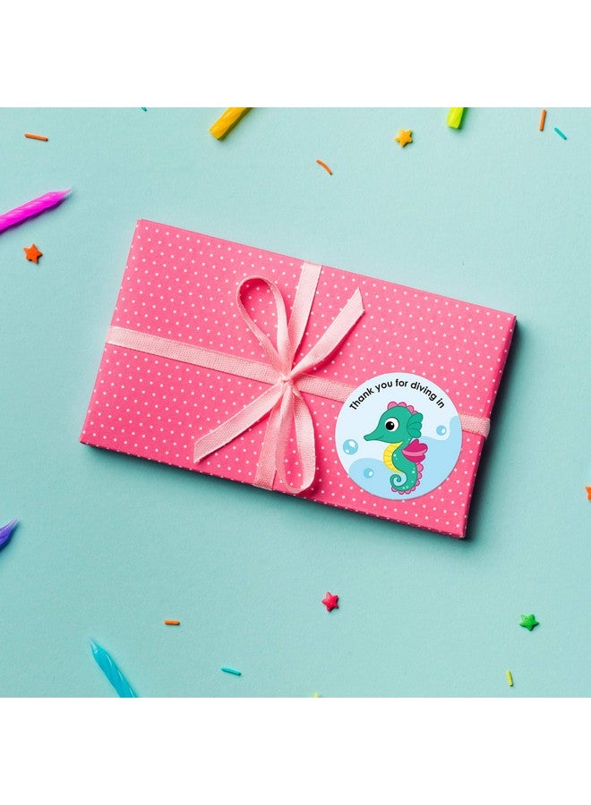 weRevel Paper Underwater Aqua Theme Thank You Party Stickers, 40 Count, 2 Inches, Round, 20 Unique Designs - Image 2