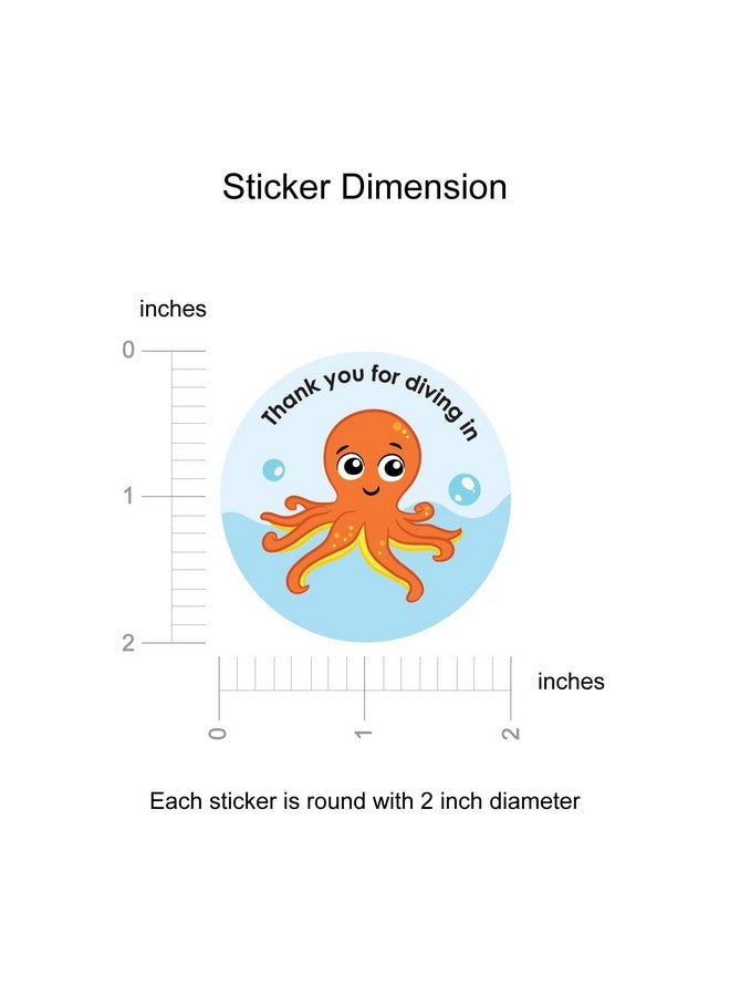 weRevel Paper Underwater Aqua Theme Thank You Party Stickers, 40 Count, 2 Inches, Round, 20 Unique Designs - Image 3