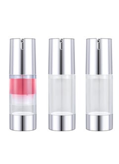 Excefore Empty Airless Pump Bottles 1.0oz(30ml), 3pcs Refillable Cosmetic Containers, Travel Size Vacuum Bottle for Lotion, Hand Sanitizer, Toner, Moisturizer and Facial Serum (Silver)  - Image 1