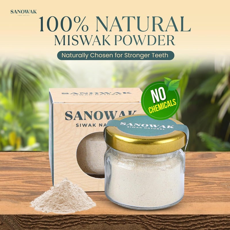 100% Natural Miswak Siwak Powder | Herbal Oral Care Toothpaste Alternative | Fresh Breath & Gentle Teeth Cleaning | Eco-Friendly Glass Jar | Traditional Gum Care | 50g - Image 2