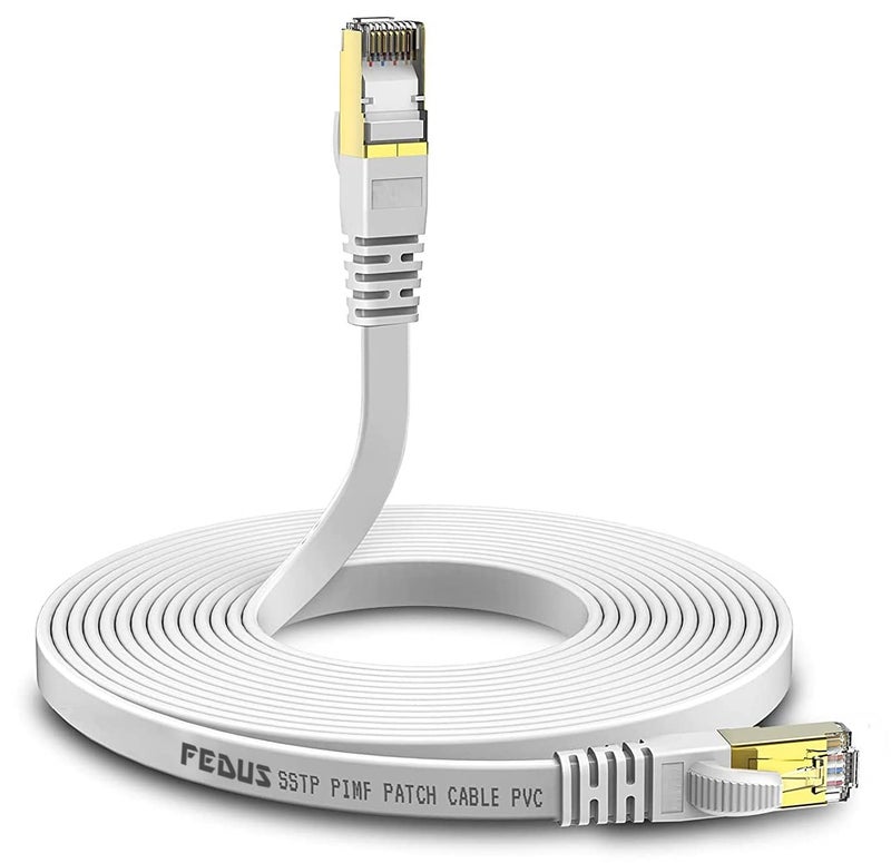 FEDUS Cat7 Ethernet Cable, 5 Meter Pure Copper Flat RJ45 LAN Cable Cable 10 Gigabit 600MHZ Patch Network Cable Internet Cable RJ45 Wire Cord to Computer for Gaming, Modem, Router, LAN ADSL - Image 1