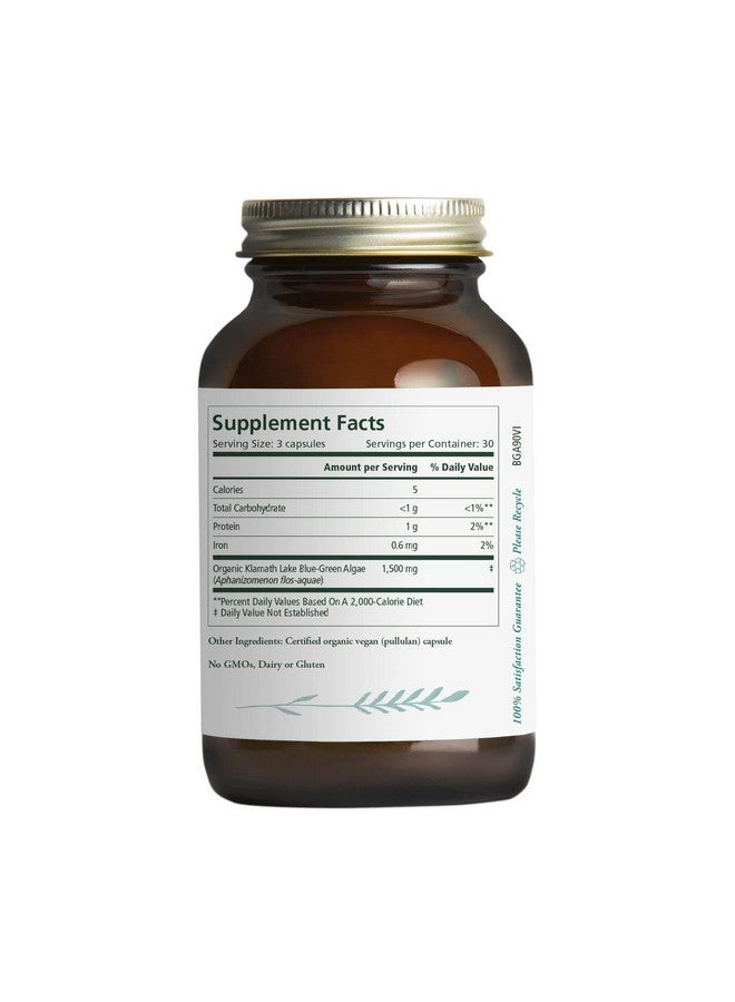 Pure Synergy Bluegreen Algae; 90 Capsules; Usda Organic; Nongmo; Vegan; Sourced From Upper Klamath Lake Oregon - Image 3