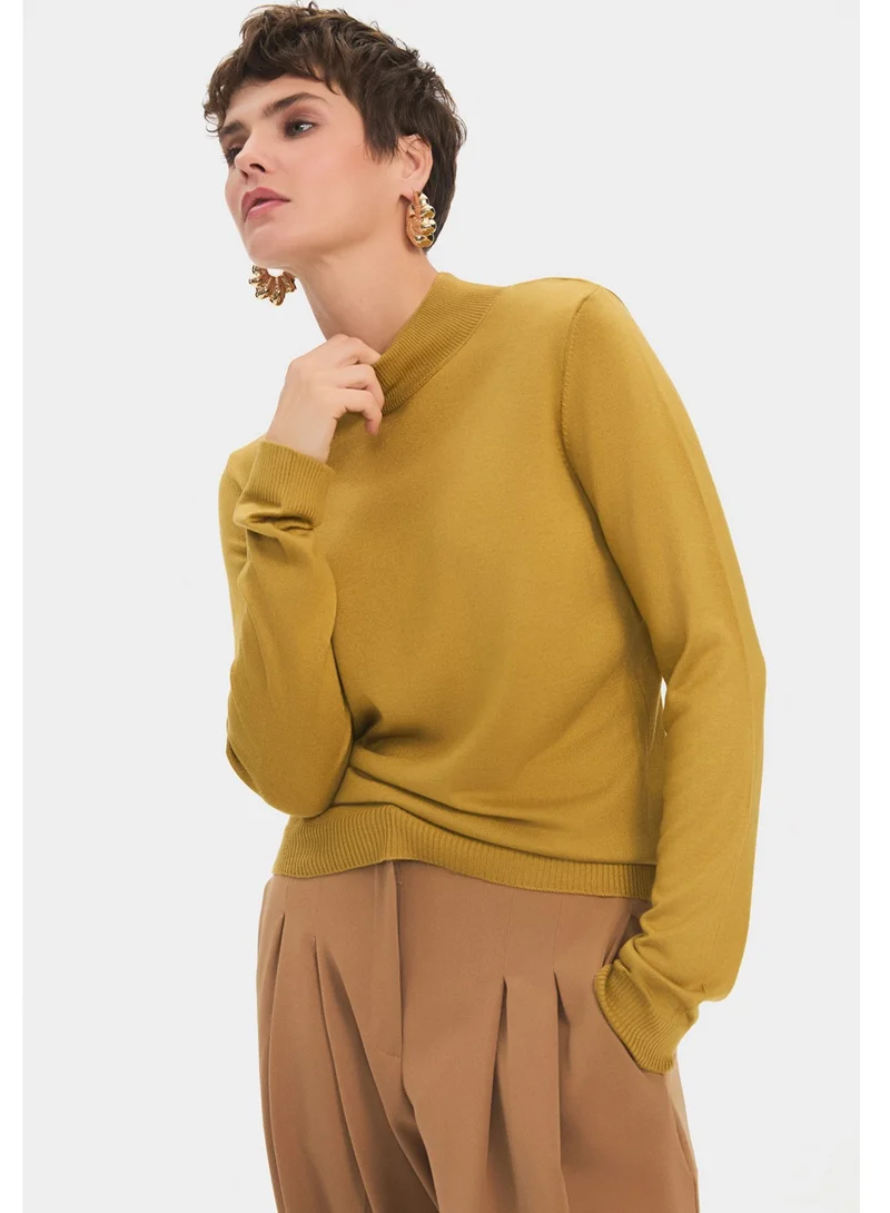 JUNE June Women Exclusive Half Fisherman Viscose Blend Knitwear Sweater Green