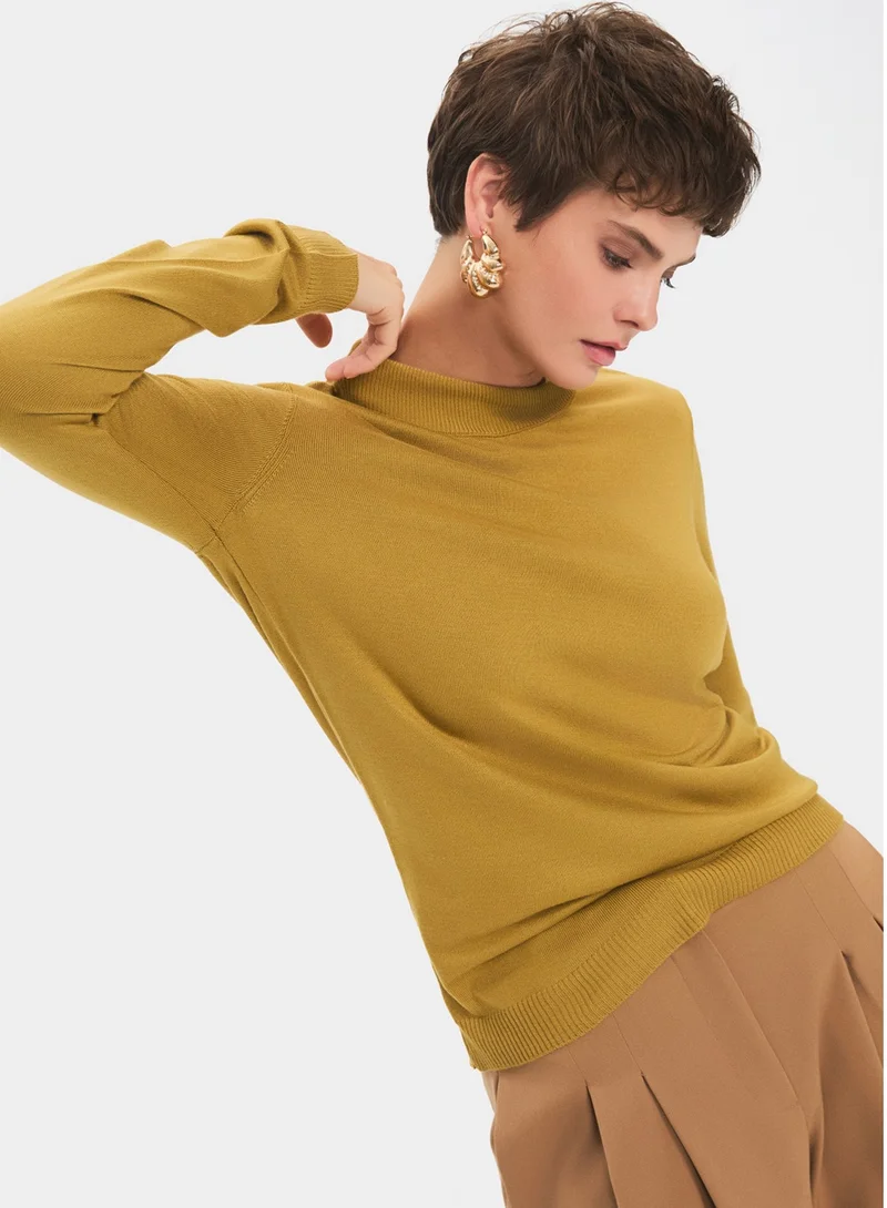 JUNE June Women Exclusive Half Fisherman Viscose Blend Knitwear Sweater Green