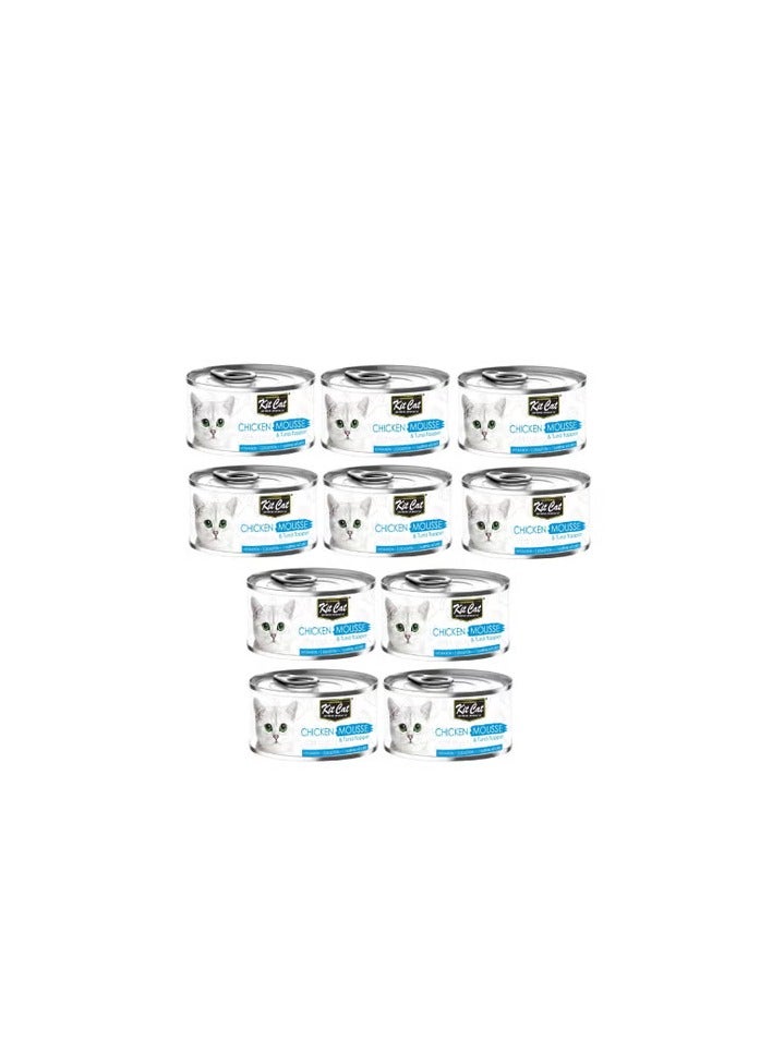 كيت كات 10 قطع من طعام القطط الرطب بنكهة موس الدجاج مع طبقة من التونة، علب 80 جرام - Image 1