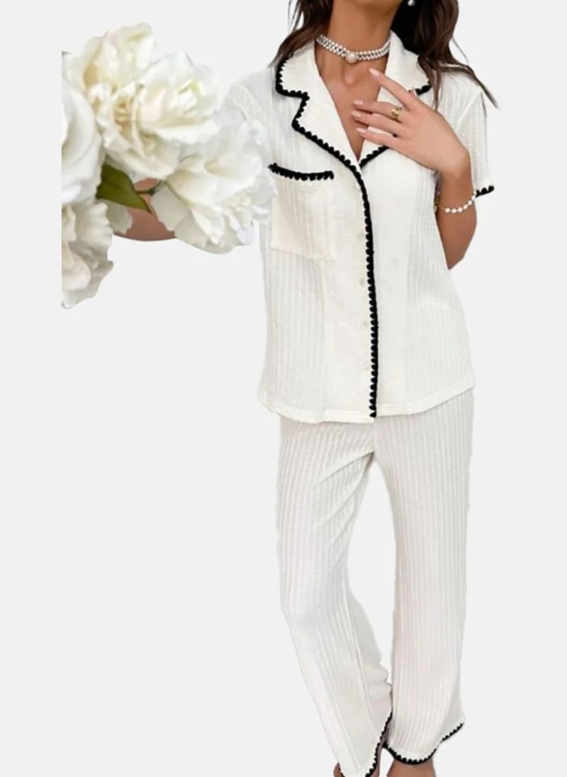 يونيكي White Solid Pyjamas & Shirt