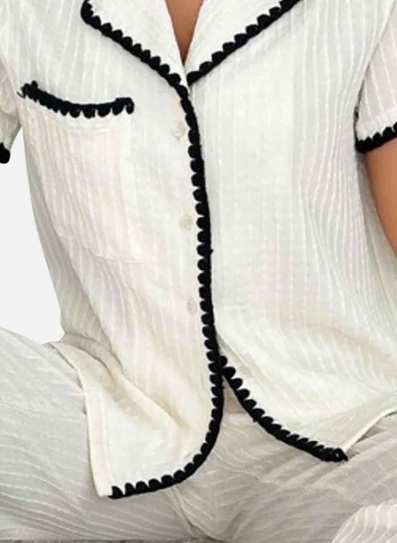 يونيكي White Solid Pyjamas & Shirt
