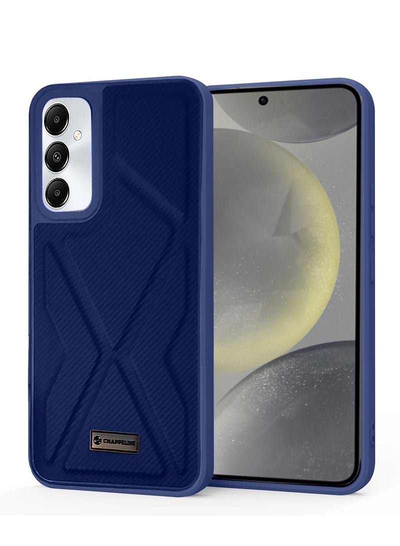 CHAPPELINE Soft Silicone Fabric Texture Case Cover For Samsung Galaxy S24 5G 2024 Navy Blue - Image 1