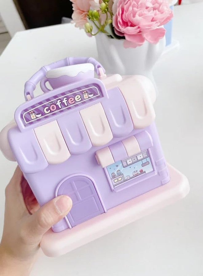 Sajani Cute Cartoon Creative Portable Piggy Bank, Money Saving Box with Combination Lock, Mini Coin Bank Gifts for Boys and Girls, Best Return Gifts for Kids (Pack of 1) (Coffee Shop - Purple) - Image 2