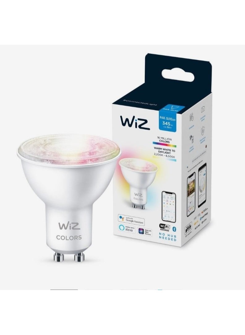Wiz مصباح LED ذكي، متصل بالواي فاي والبلوتوث، 50 واط ضوء ملون وأبيض، RGB، يعمل مع أليكسا ومساعد جوجل والتطبيق - [GU10 سبوت] - Image 1