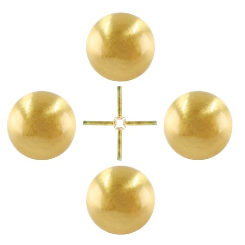 Jiozermi 4 Packs Mini Round Solid Brass Knobs, 3/4 Inch Diameter Brass Pulls, Gold Mini Drawer Pulls, Mini Knobs for Jewelry Box, Gold - Image 2