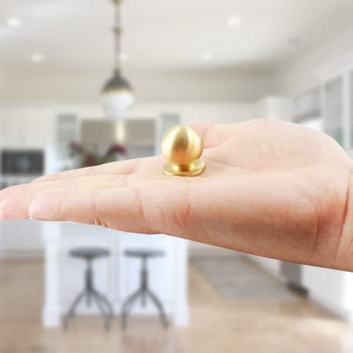 Jiozermi 4 Packs Mini Round Solid Brass Knobs, 3/4 Inch Diameter Brass Pulls, Gold Mini Drawer Pulls, Mini Knobs for Jewelry Box, Gold - Image 5