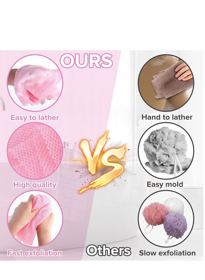 KASTWAVE African Exfoliating Net, 4 Pcs African Net Sponge, African Exfoliating Net for Body Premium Nylon African Wash Net Shower Body Scrubber Back Scrubber Skin Smoother Long Net Bath Sponge for Daily Use - Image 3