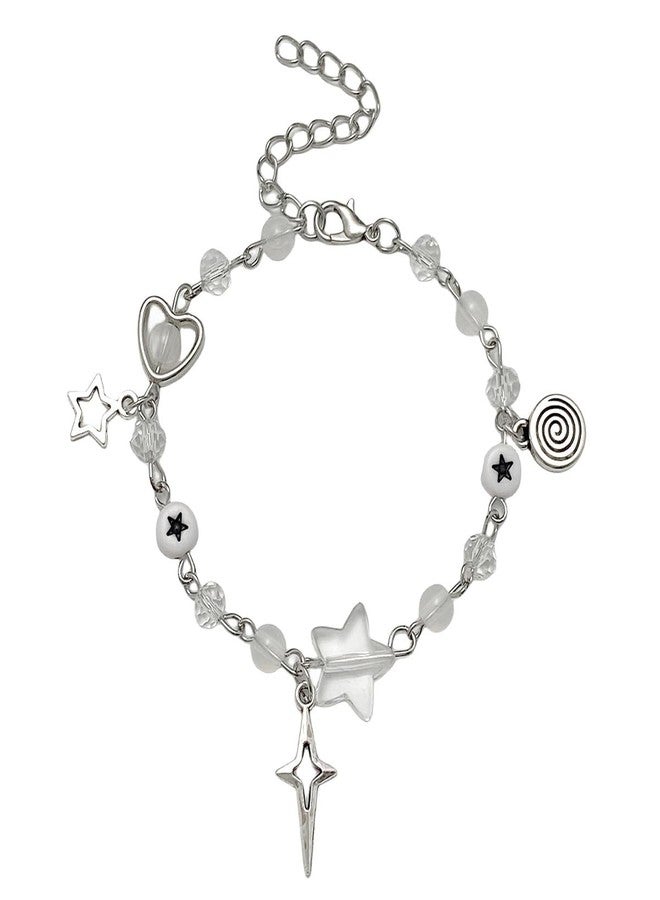 SCRDPRAD Vintage Y2k Handmade Star Pearl Pentagram Heart Matching Colorful Beaded Adjustable Bracelet Aesthetic Accessories Grunge Punk Cool Friendship BFF Jewelry for Women-1 - Image 3