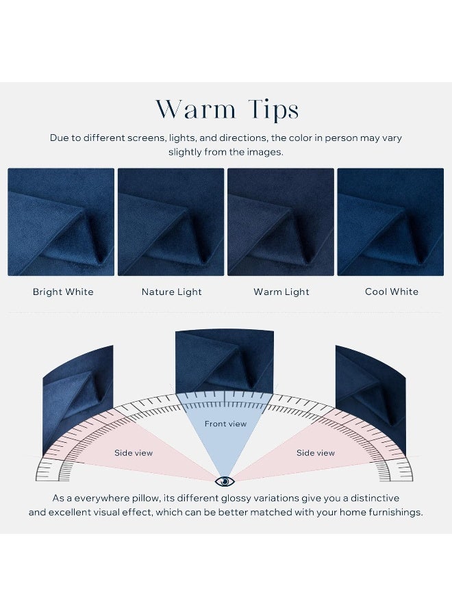 Phantoscope Pack of 2 Velvet Decorative Throw Pillow Covers Soft Solid Square Cushion Case for Couch Navy Blue 12 x 20 inches 30 x 50 cm - Image 5