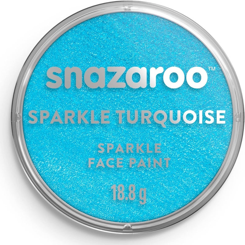 Snazaroo Sparkle Turquoise Face and Body Paint - 18.8g Water-Based, Non-Toxic, Easily Washable Makeup for Kids and Adults - Image 1