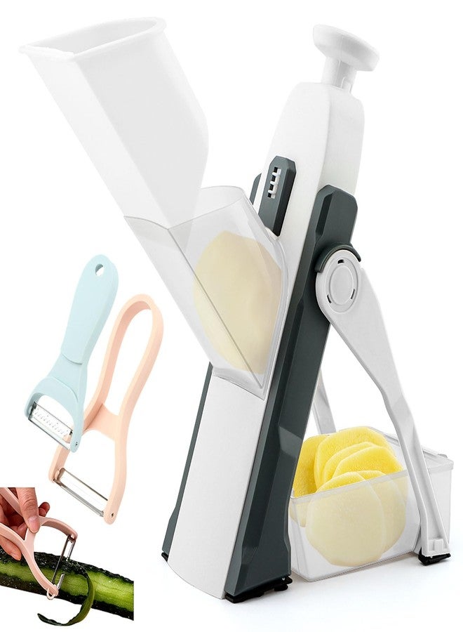 Ranjaner Safe Mandoline Slicer for Kitchen, Potato Slicer Cucumber Slicers with Peeler, Thickness Adjustable Vegetable Food Slicers, Vertical Kitchen Faster Cutter Artifact - Image 1