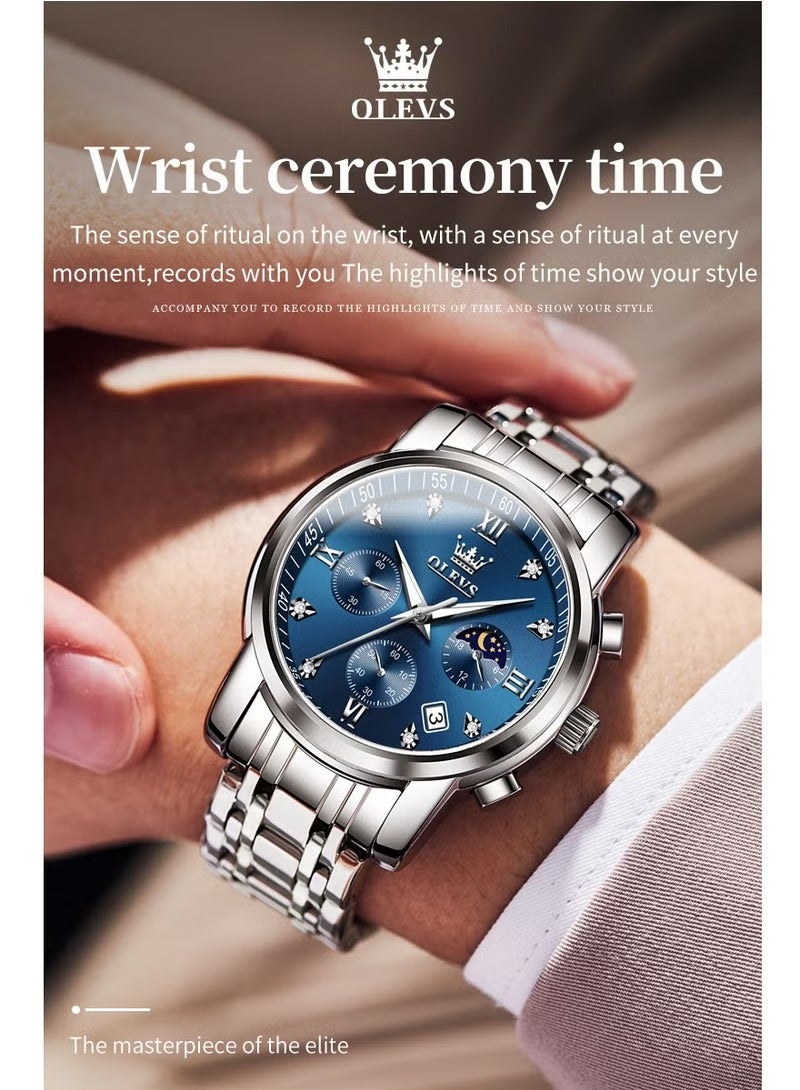 OLEVS Watches For Men Stainless Steel Quartz Water Resistant Watch 2858 - Image 2