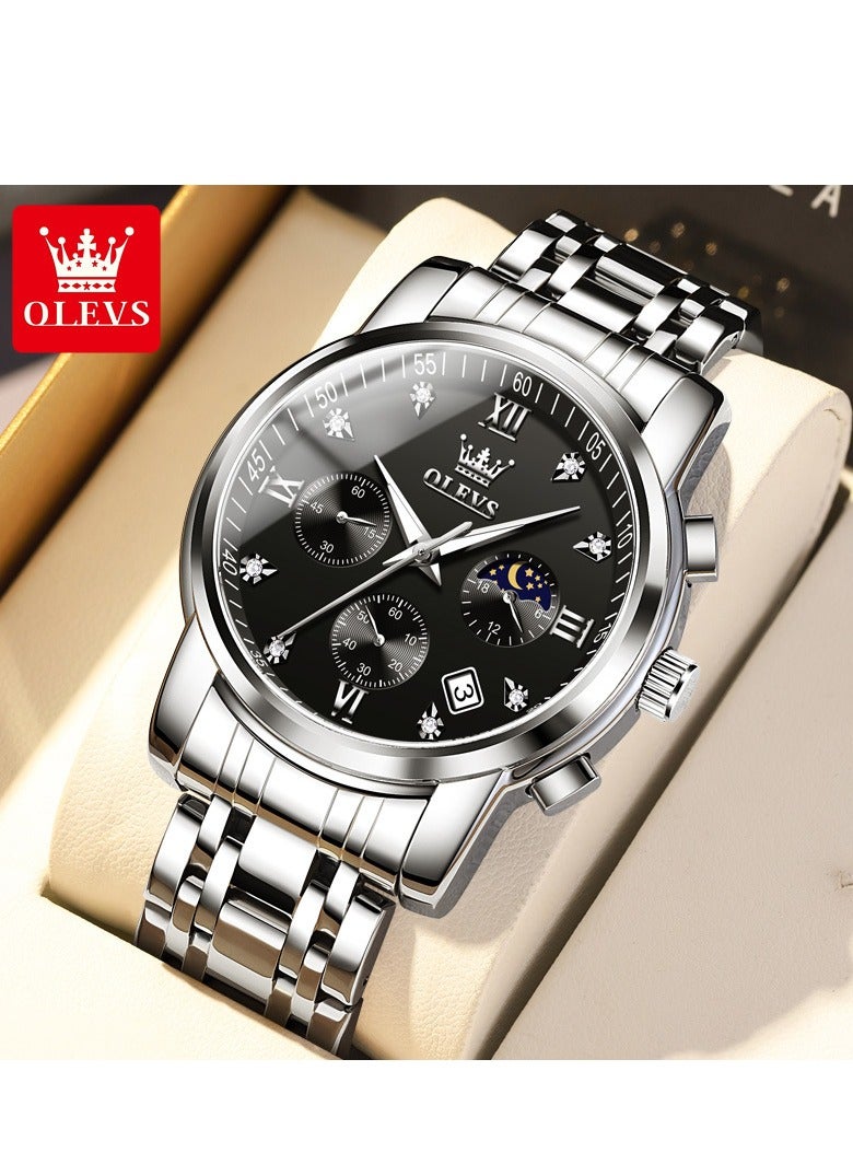 OLEVS Watches For Men Stainless Steel Quartz Water Resistant Watch 2858 - Image 1