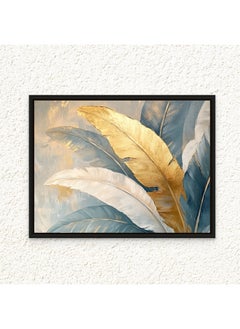 Art Decor Art Decor Framed Canvas Wall Art of Abstract Feathers Artwork Modern Art with Gold Accent Elegant Feather Art Print Landscape Wall Decor for Office Living Room Bedroom Gifting  - Image 1