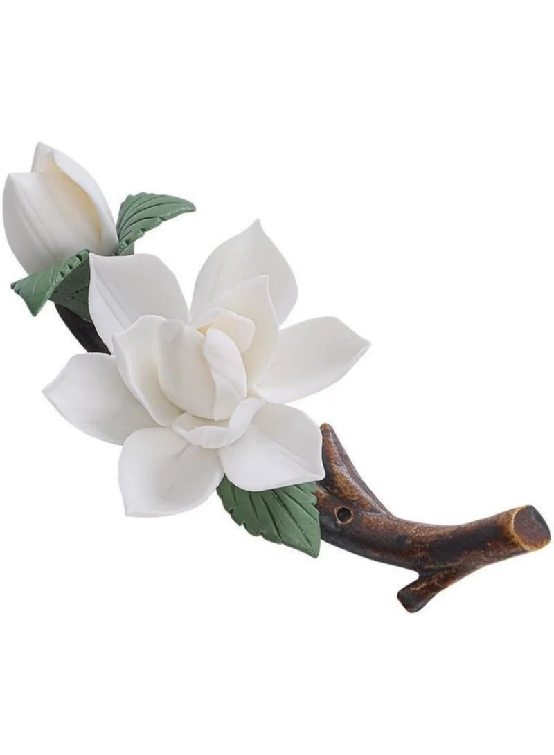 Luckam Incense Holder for Sticks, Handmade Ceramic White Jasmine Flower Aromatherapy Burner, Elegant Home & Office Décor for Yoga Meditation, Gift for Women, Mom, or Grandma - Image 4